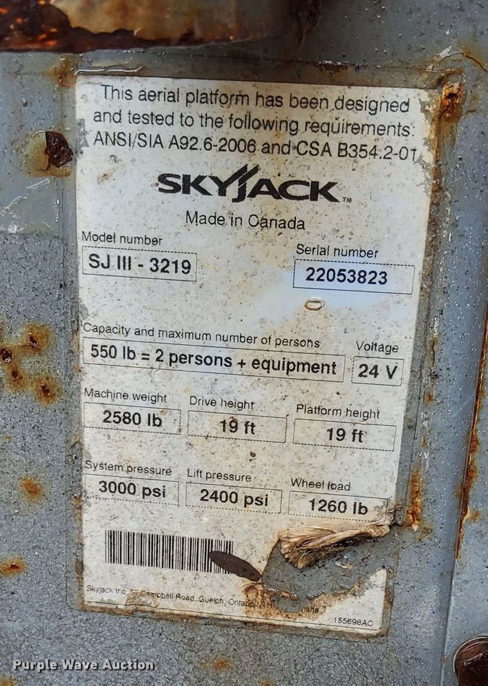 image for item EH0189 2013 Skyjack  SJIII-3219 scissor lift