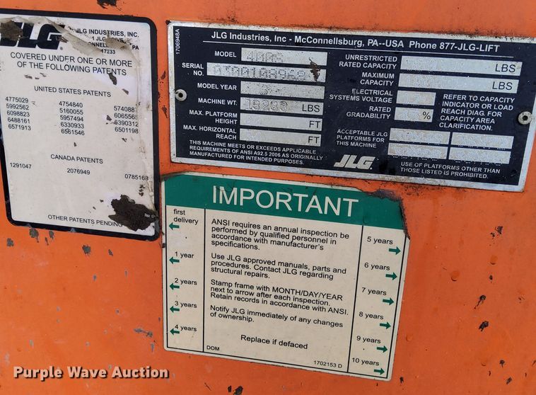 image for item EH0194 2007 JLG 400S boom lift