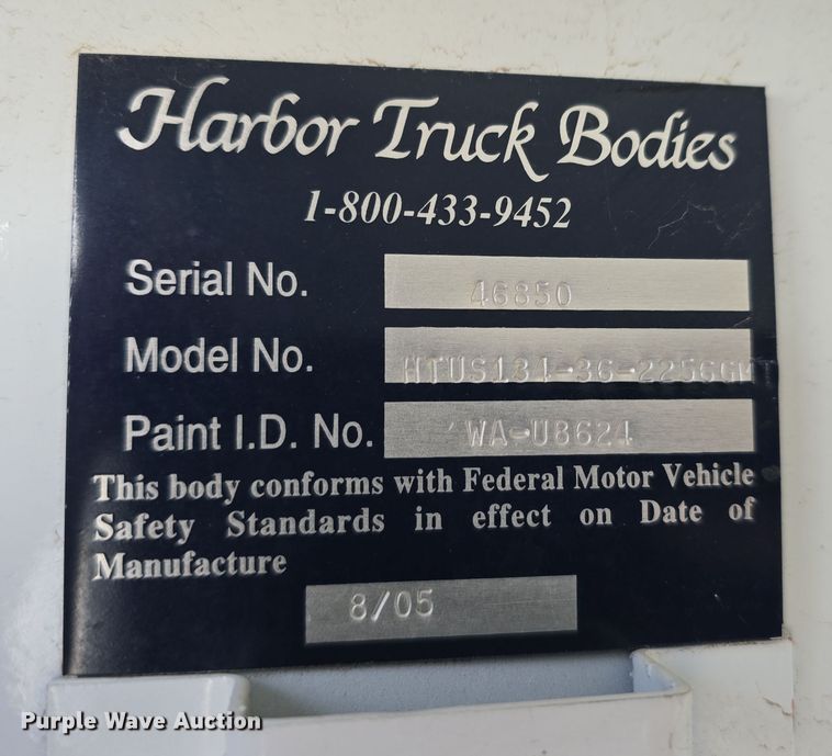 image for item EH8739 2005 Harbor Truck Bodies HTUS134-36-2256GMT service truck bed