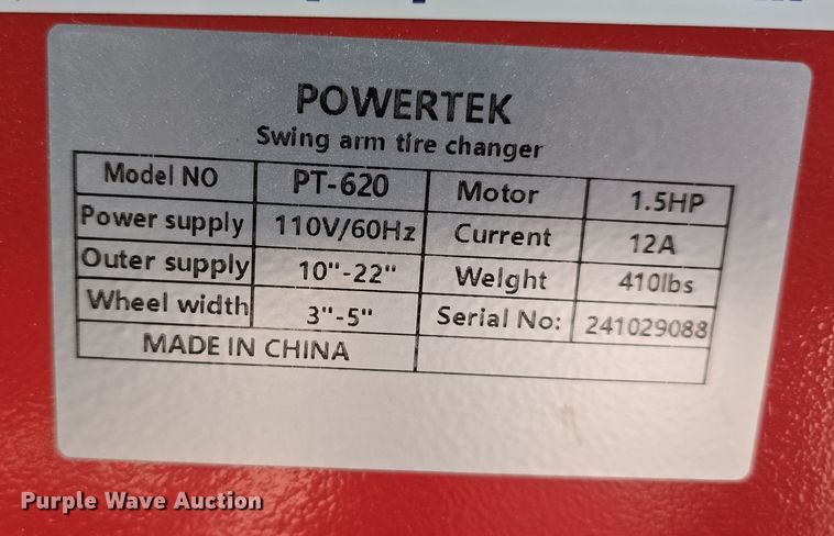 image for item EH8741 Powertek PT-620 tire changer