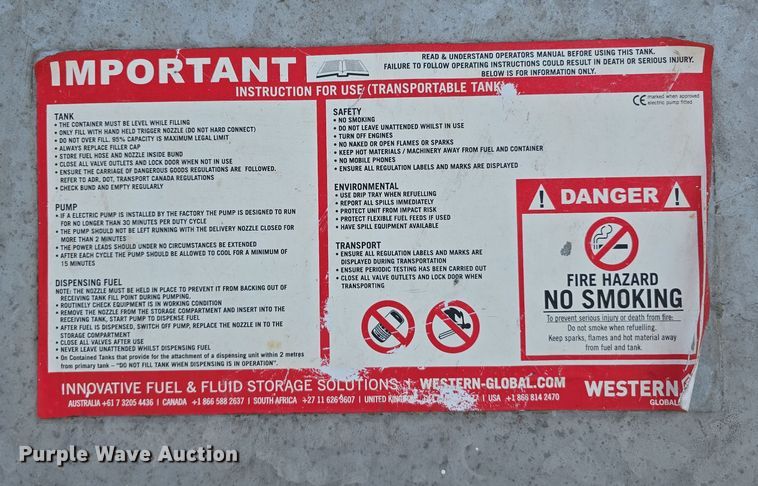 image for item EH8748 2019 Western Global Trans Cube 20TCG-GLB auxiliary fuel tank