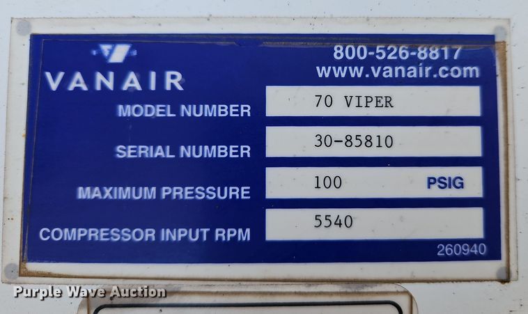 image for item EI8866 Vanair Viper air compressor