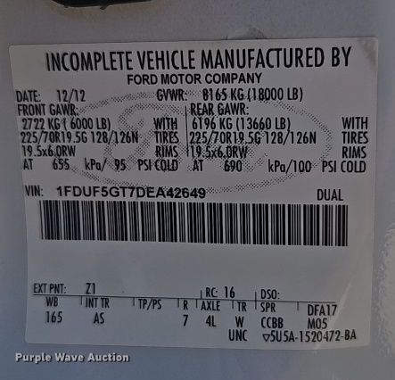 image for item EI8869 2013 Ford F550 XL Super Duty utility / service truck