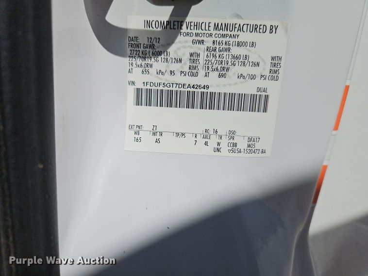 image for item EI8869 2013 Ford F550 XL Super Duty utility / service truck