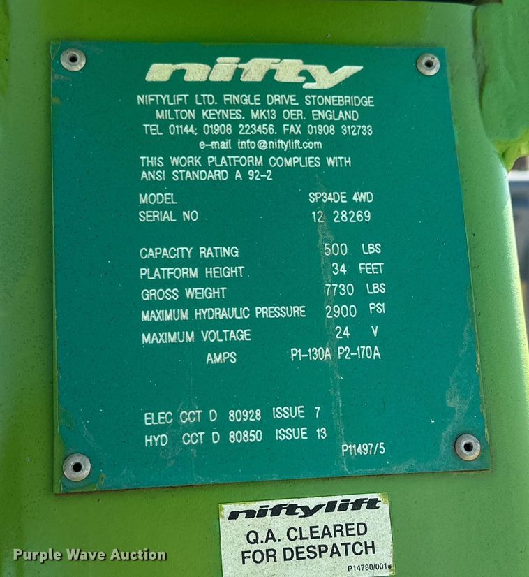 image for item EK0480 Nifty SP34DE  boom lift