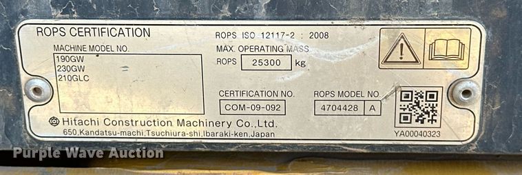 image for item EK0491 2016 John Deere 210G LC excavator