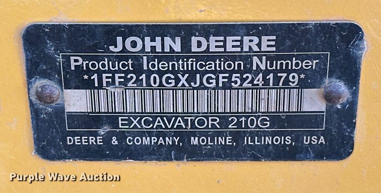 image for item EK0491 2016 John Deere 210G LC excavator