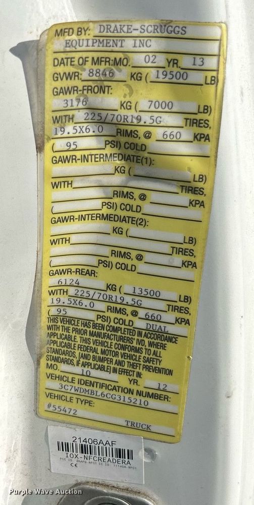 image for item EK2740 2012 Dodge Ram 5500 bucket truck