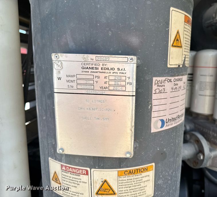 image for item EM3580 2014 Atlas Copco XATS750 JD7 air compressor