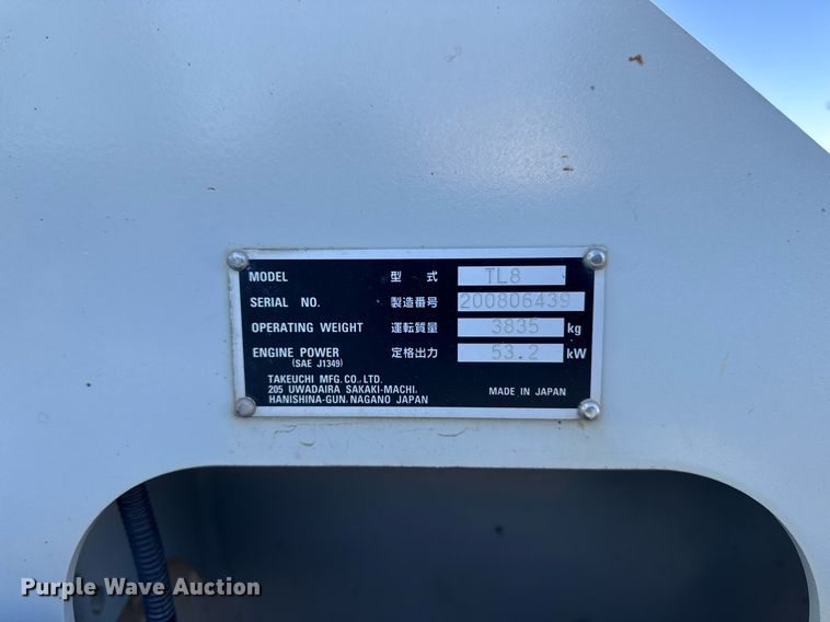 image for item EM3590 2018 Takeuchi TL8 tracked skid steer loader