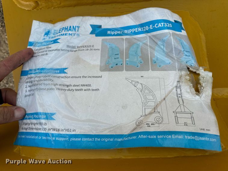 image for item EN5198 2024 Elephant Attachments RIPPER320-E excavator ripper tooth