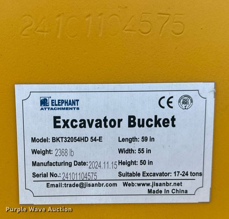 image for item EN5199 2024 Elephant Attachments BKT32054HD 54-E excavator bucket
