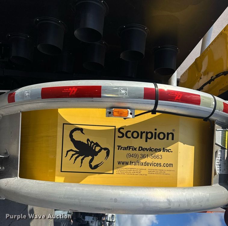 image for item EN6001 2010 Hino 268 flatbed truck with crash attenuator