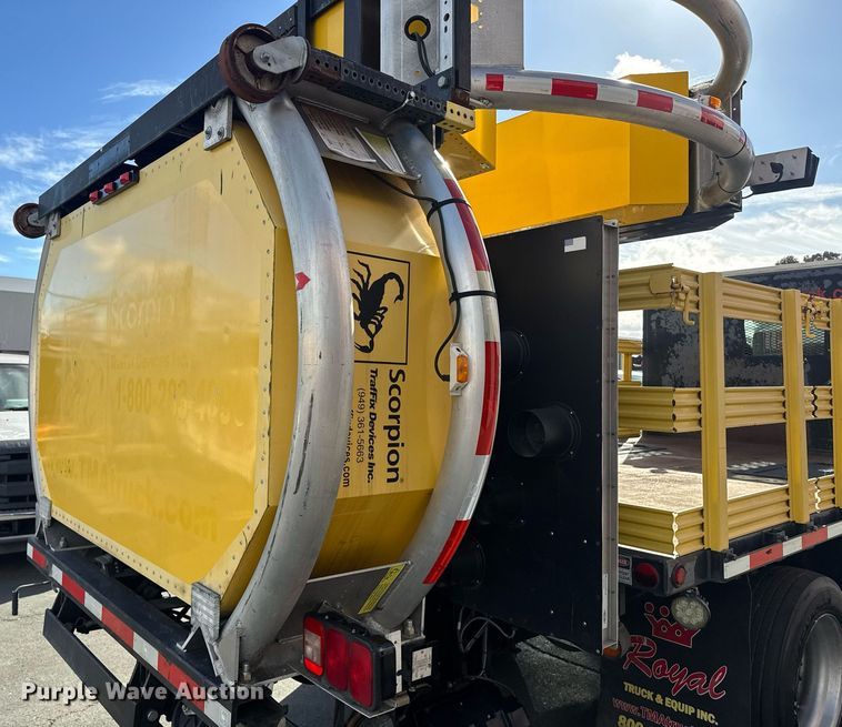 image for item EN6001 2010 Hino 268 flatbed truck with crash attenuator