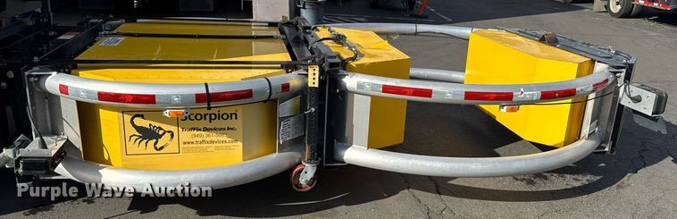 image for item EN6001 2010 Hino 268 flatbed truck with crash attenuator