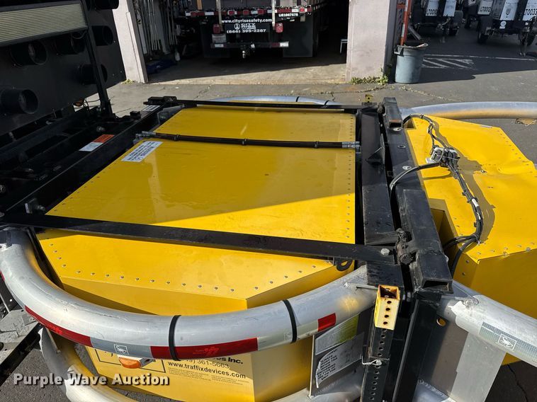 image for item EN6001 2010 Hino 268 flatbed truck with crash attenuator