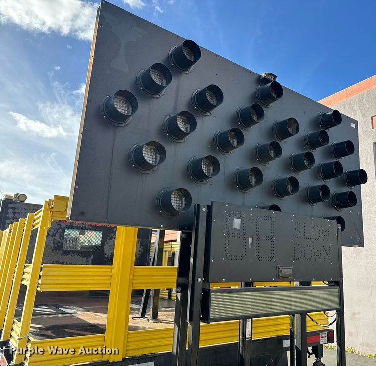 image for item EN6001 2010 Hino 268 flatbed truck with crash attenuator