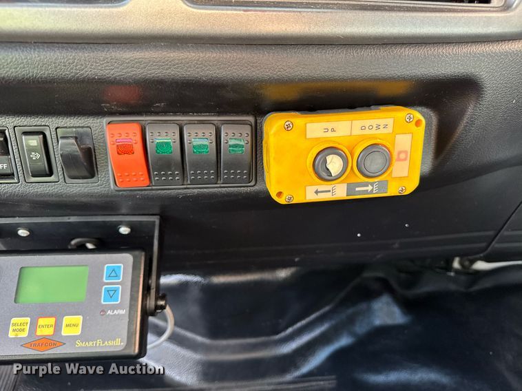 image for item EN6001 2010 Hino 268 flatbed truck with crash attenuator