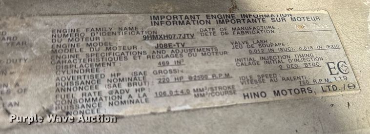 image for item EN6001 2010 Hino 268 flatbed truck with crash attenuator