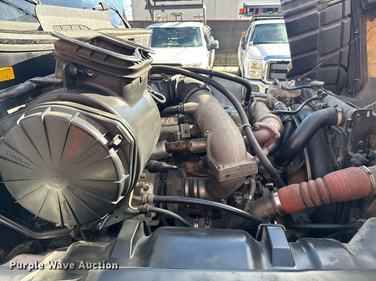 image for item EN6001 2010 Hino 268 flatbed truck with crash attenuator