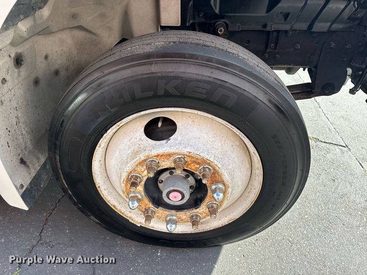 image for item EN6001 2010 Hino 268 flatbed truck with crash attenuator