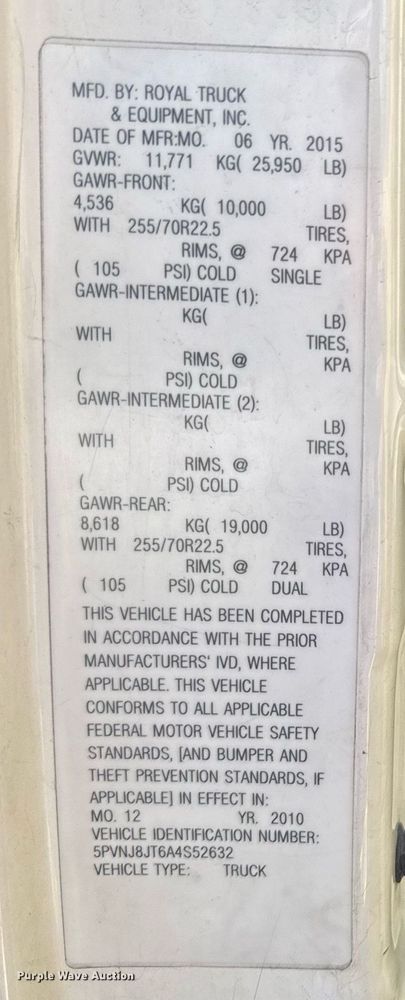 image for item EN6001 2010 Hino 268 flatbed truck with crash attenuator