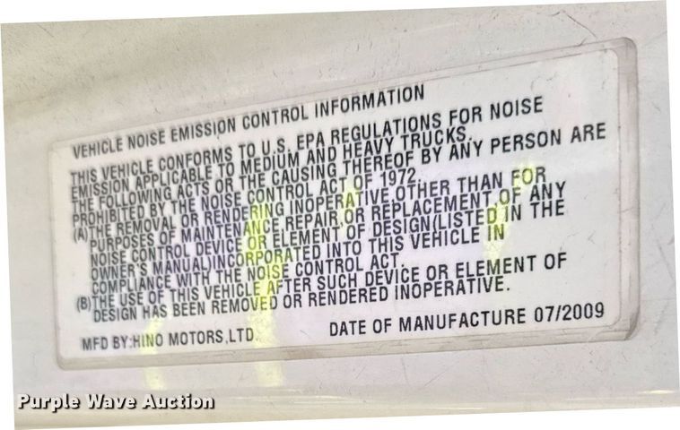 image for item EN6001 2010 Hino 268 flatbed truck with crash attenuator