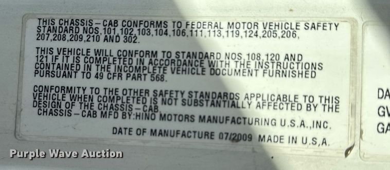 image for item EN6001 2010 Hino 268 flatbed truck with crash attenuator