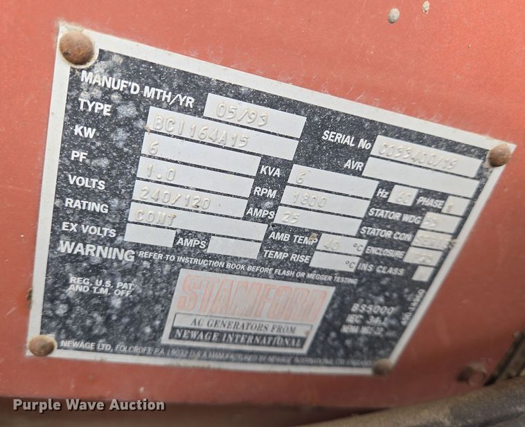 image for item EN8786 1993 Coleman MH4000RDKH light plant