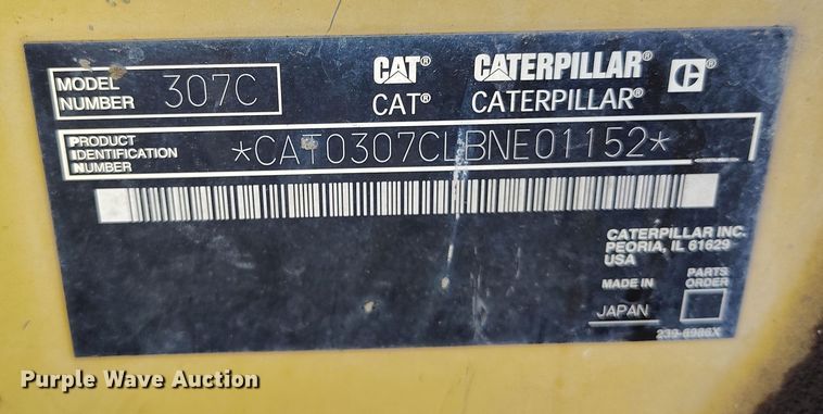 image for item EO9974 2006 Caterpillar 307C SB mini excavator