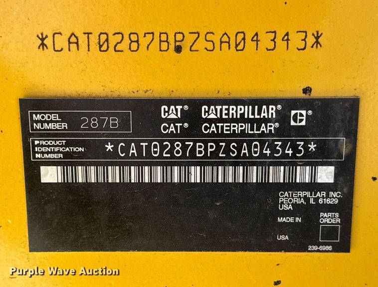 image for item EQ1187 2007 Caterpillar 287B tracked skid steer loader