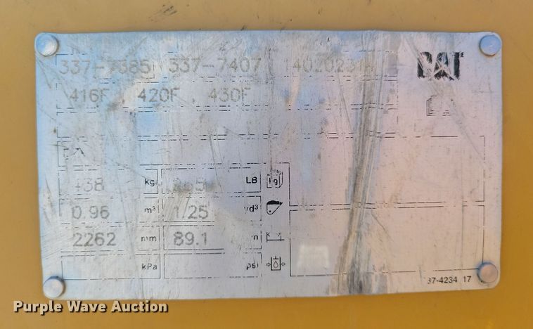 image for item NB9893 2015 Caterpillar 420F2 backhoe