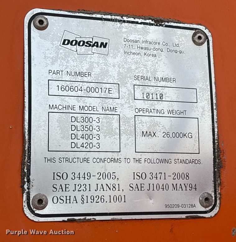 image for item OB9452 Doosan DL300-3 wheel loader