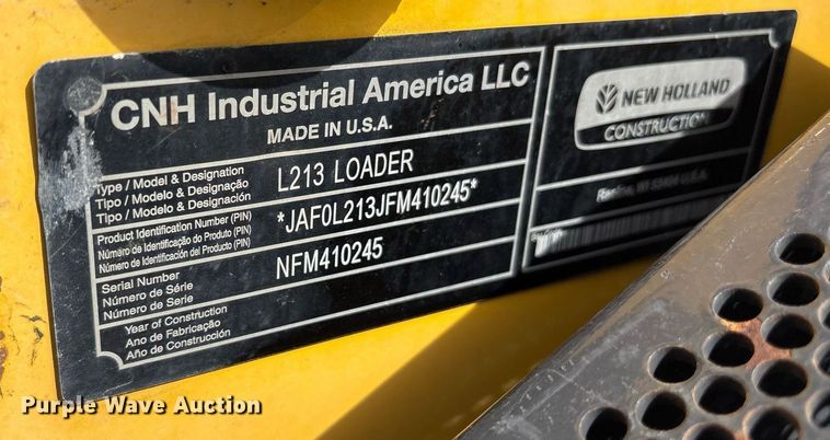 image for item OB9455 2015 New Holland L213 skid steer loader