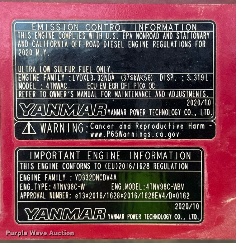 image for item YA0349 2020 Yanmar VIO80-1A mini excavator