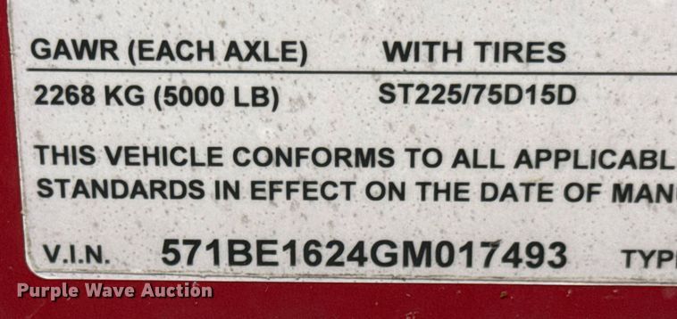 image for item DO0693 2016 Lark United Manufacturing enclosed cargo trailer