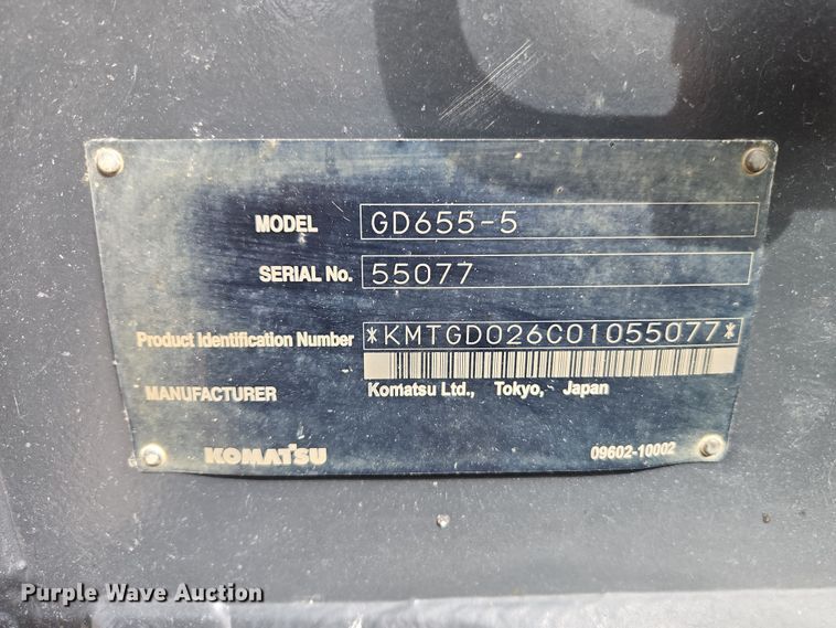 image for item DT7662 2011 Komatsu GD655-5 motor grader