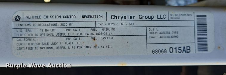 image for item DW3203 2010 Dodge Dakota Ext. Cab pickup truck