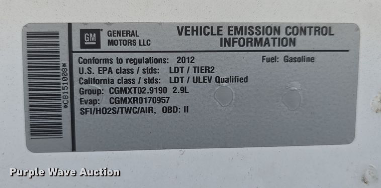 image for item DW3208 2012 Chevrolet Colorado Ext. Cab pickup truck