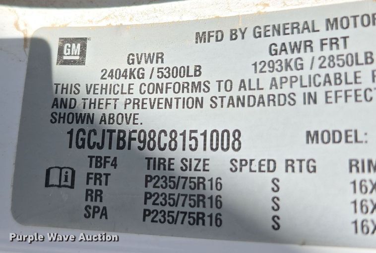 image for item DW3208 2012 Chevrolet Colorado Ext. Cab pickup truck