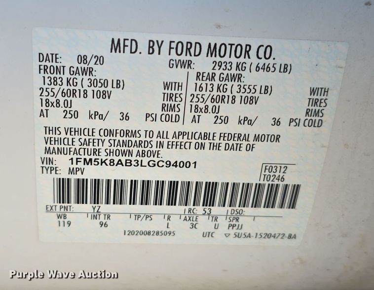 image for item DW3209 2020 Ford Explorer Police Interceptor SUV