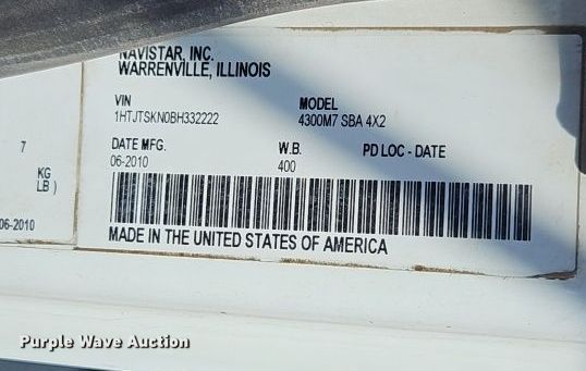 image for item EI8889 2011 International 4300M7 SBA  street sweeper truck