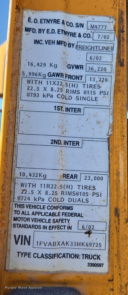 image for item EJ7342 2003 International FL80 oil distributor truck