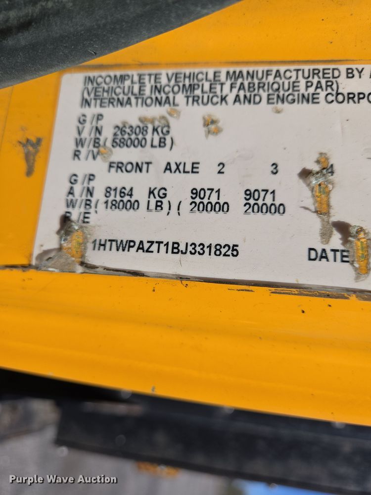 image for item EJ7347 2011 International 7500 dump truck