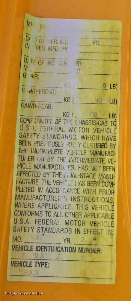 image for item EJ7349 2006 International 7400 dump truck