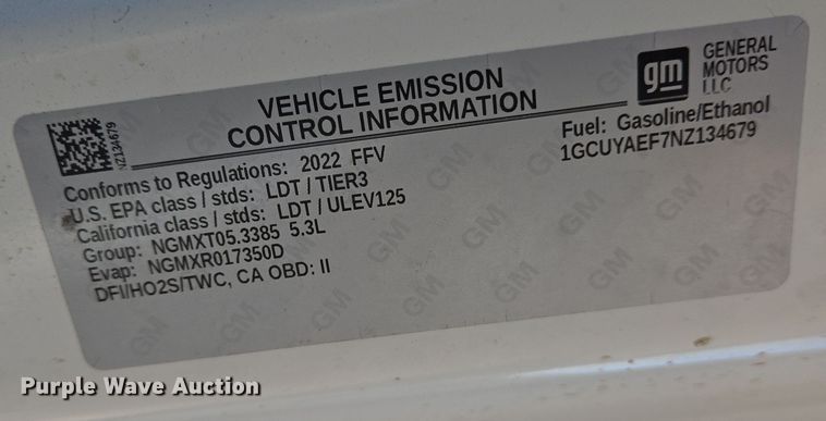 image for item EJ7355 2022 Chevrolet Silverado 1500 Crew Cab pickup truck