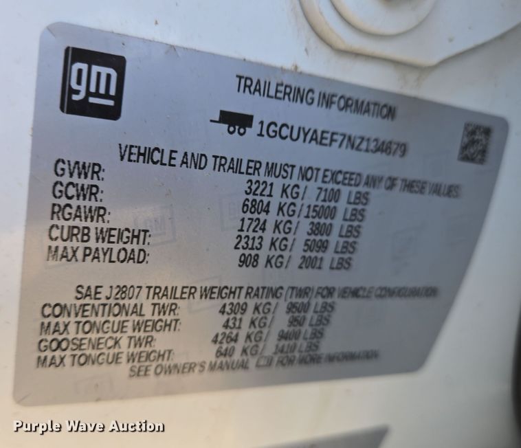 image for item EJ7355 2022 Chevrolet Silverado 1500 Crew Cab pickup truck