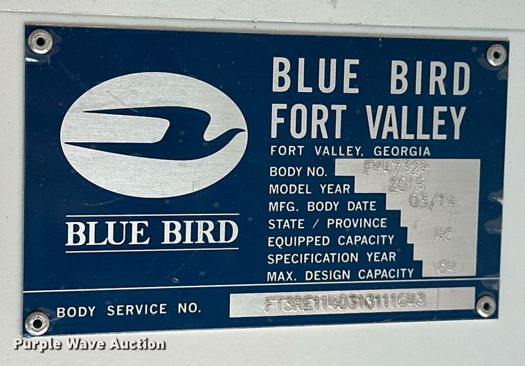 image for item EK0471 2015 Blue Bird All American school bus