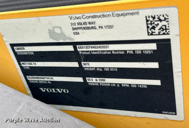 image for item EK0500 2016 Volvo MCT135C T4 tracked skid steer loader