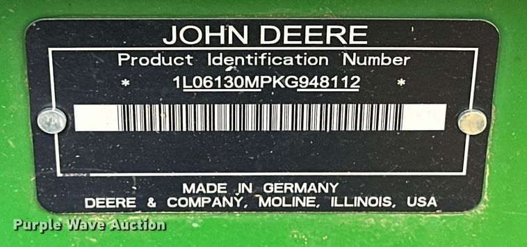 image for item EK0501 2020 John Deere 6130M MFWD tractor